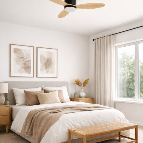 מאוורר טורנדו 52' שחור+עץ